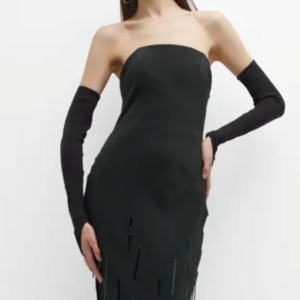 Nwt CULT GAIA gaias 100% silk cut out gloves black xs/s - Picture 3 of 8
